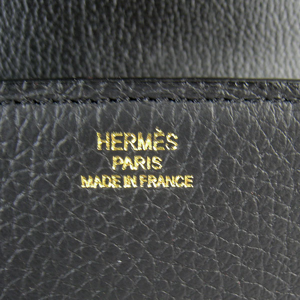 7A Hermes Oxhide Leather Message Bag Black H017 - Click Image to Close